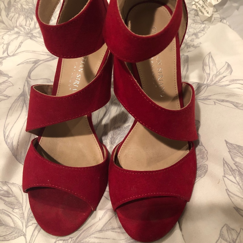 Red suede heels